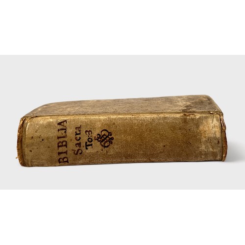 483 - BIBLIAE SACRAE, TOMUS III (Volume III) published Venetiis, Nicolaum Pezzana, 1714, 32mo, wrapped boa... 