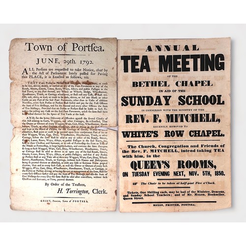 336 - Portsmouth/Portsea local interest: comprising an original 1792 notice 'Town of Portsea' detailing la... 