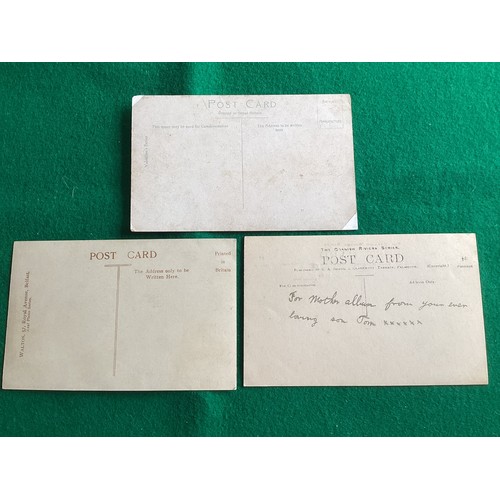 307 - Three postcards of the Titanic (see photo of the front and back), a White Star line stamp/label (see... 