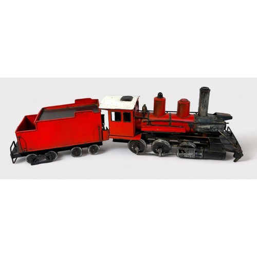 342 - Three various decorative tin-plate models, including a London Double Decker Bus, a Steam Locomotive ... 