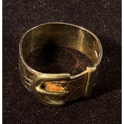 221 - A 9ct gold ring modelled as a belt with buckle, gross weight approximately 4.6g