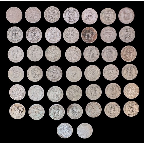 297 - A quantity of circulated GB Pounds, Shillings and Pence, including 1d, 3d, 6d, Shillings, 32x 1920-1... 