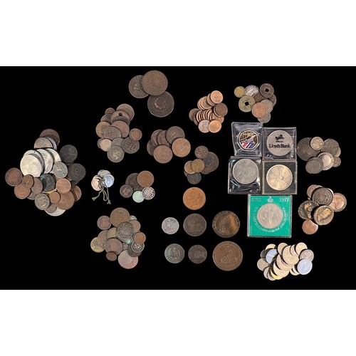 298 - A loose collection of circulated world coins, including a 1797 George III 'cartwheel' penny in EF co... 