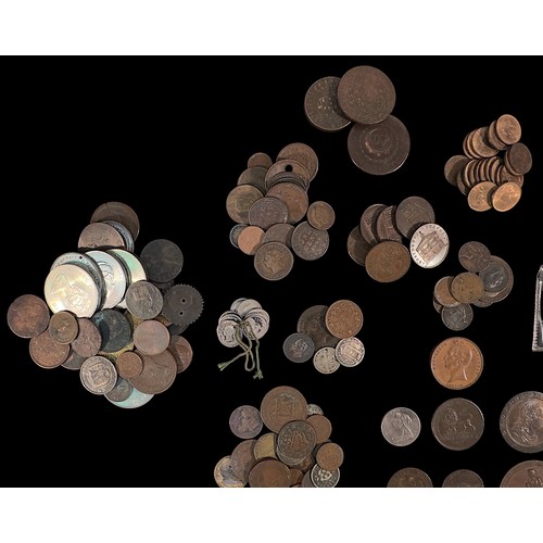 298 - A loose collection of circulated world coins, including a 1797 George III 'cartwheel' penny in EF co... 