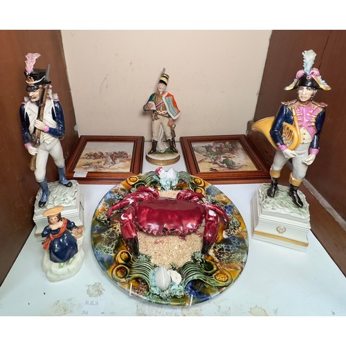 54 - Three porcelain figures of Napoleonic soldiers including two by Guido Cacciapuoti, comprising Tirail... 