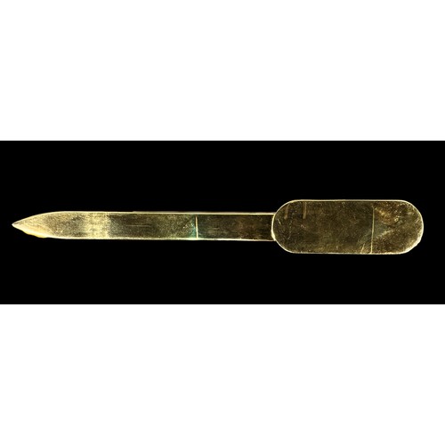 362 - A scarce and unusual gold-plated letter opener with applied, Bentley motors emblem to handle, in fit... 