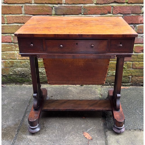 622 - A William IV mahogany work table, with rectangular top above three frieze drawers and opposing faux ... 