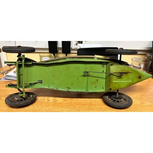 389 - A scarce CIJ of France tinplate Alfa Romeo P2 racing car, the large scale body finished in green wit... 