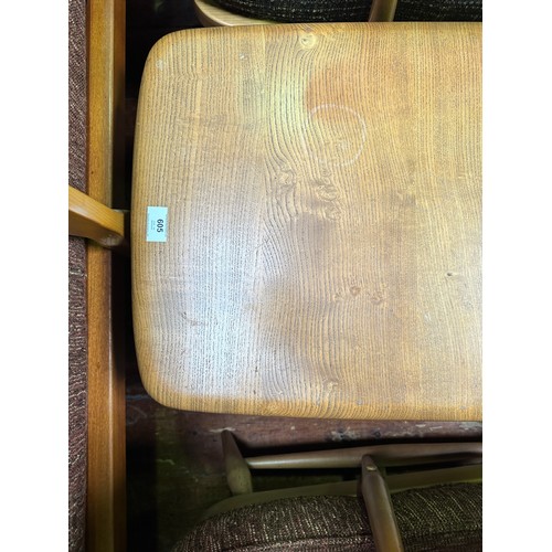 605 - An Ercol blonde elm Windsor low coffee table, model no. 459, of rectangular form, with rounded corne... 