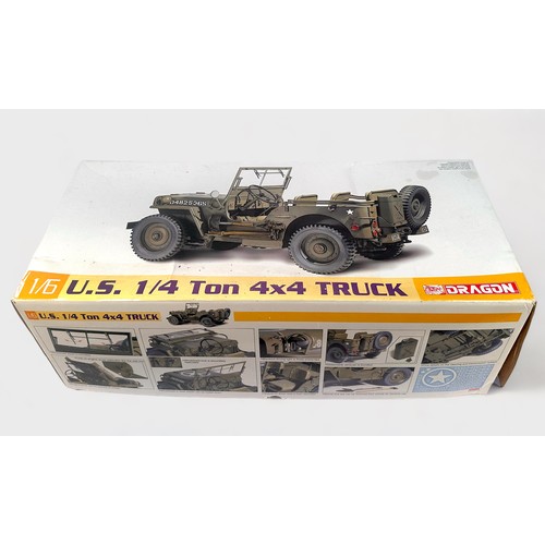 449 - Two boxed Dragon 1/6 scale model build kits, comprising, S.A.S. 4x4 Desert Raider and U.S. 1/4 Ton 4... 