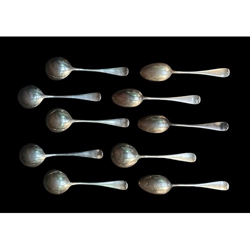 67 - A collection of Birks ‘Old English’ pattern silver spoons, comprising, six large soup spoons and fou... 