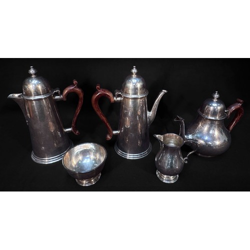 83 - A George I 'Style' Silver Five-Piece Tea, and Coffee Set, with cream jug, sugar bowl and hotwater po... 