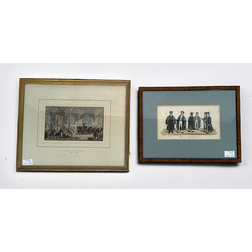 556 - Rudolph Ackermann, three various prints of University 'Fellows Commoners' together with Thomas Rowla... 