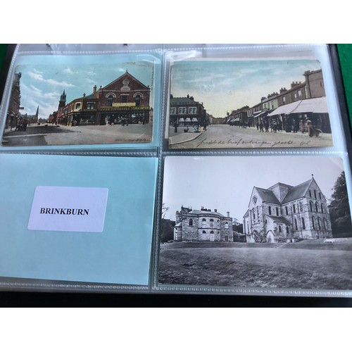 310 - Two albums containing around 300 standard size postcards of the Northumberland area. Lots of buildin... 