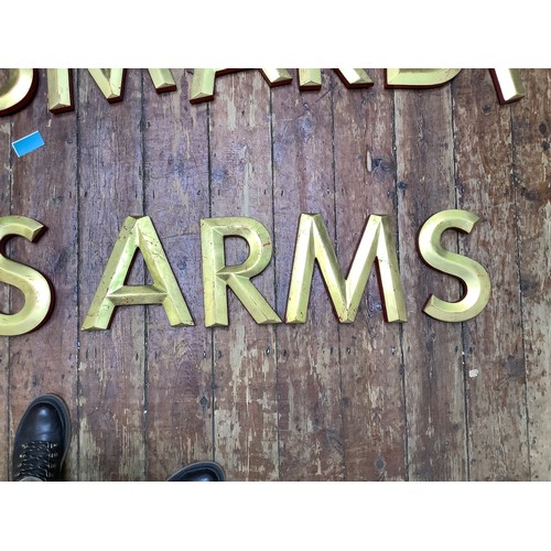 380 - A collection of 13 gilded resin advertising letters, spelling out ‘The Druids Arms’, each letter app... 