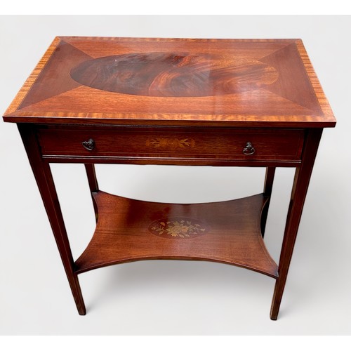 629 - An Sheraton 'Revival' flame-mahogany veneered and satinwood crossbanded rectangular side-table, with... 