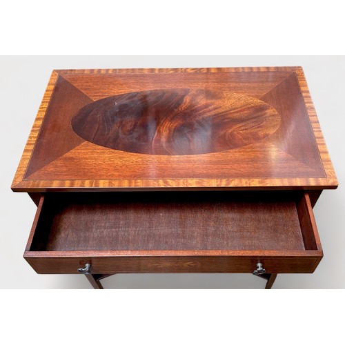 629 - An Sheraton 'Revival' flame-mahogany veneered and satinwood crossbanded rectangular side-table, with... 