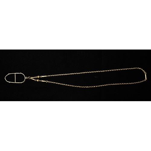 177 - A 9ct gold belcher style chain with elongated and spherical links to one end and vacant white metal ... 