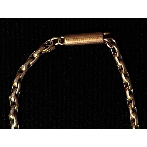 177 - A 9ct gold belcher style chain with elongated and spherical links to one end and vacant white metal ... 