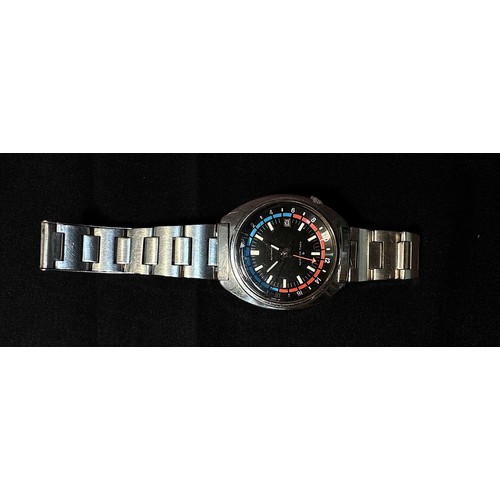 127 - A gents stainless steel Seiko Navigator Timer wristwatch, reference no. 6117-6410, C.1970’s, the bla... 