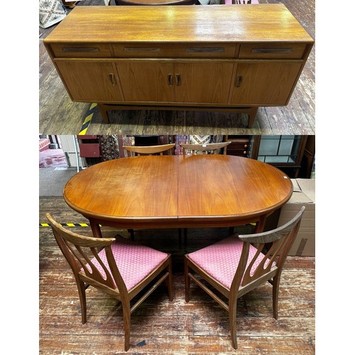 636 - A G-Plan oval extending dining table and four rosewood chairs, (some fading) together with a contemp... 