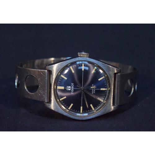 132 - A stainless steel Tissot Seastar PR516 wristwatch, the dark blue dial with luminous batons denoting ... 