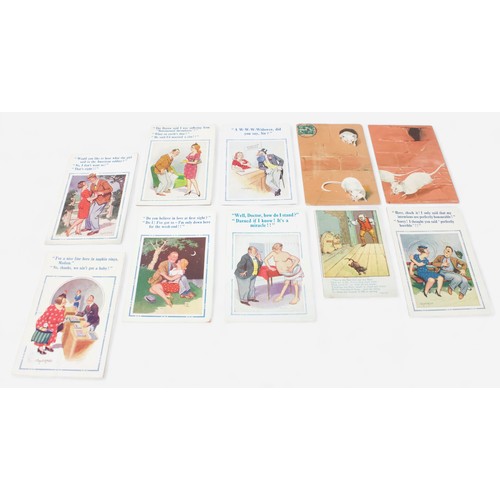 311 - A small collection of assorted loose postcards including approximately 43  humour cards by Donald Mc... 