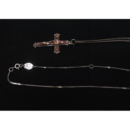 270 - A Clogau Silver and gold crucifix pendant on fine necklace chain, and another Clogau silver and gold... 