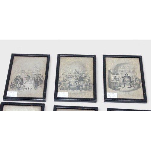 584 - Six various framed illustrations by ‘Phiz’ (Hablot K. Browne) for Dickens’s Pickwick Papers (1836-37... 