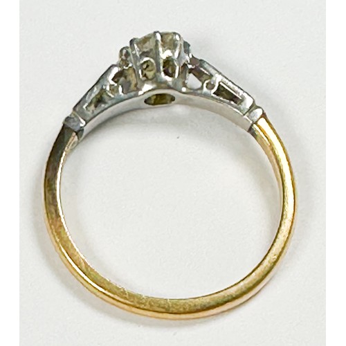 164 - An 18ct yellow gold solitaire diamond ring, claw set to the centre with a round brilliant cut diamon... 