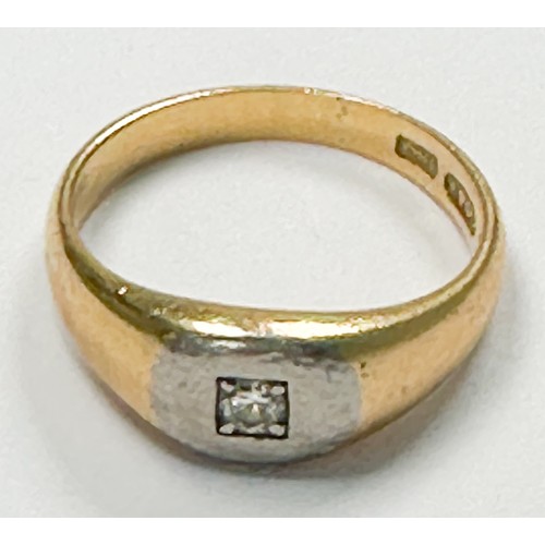 174 - An 18ct gold ring, set with a small round diamond, estimated 0.05cts, ring weighs 6.6 grams.