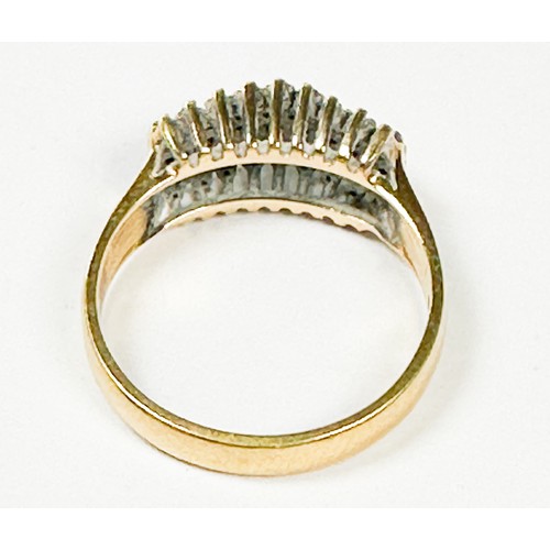 162 - An 18ct yellow gold dress ring, set with 5 x rows of small diamonds, estimated total diamond weight ... 