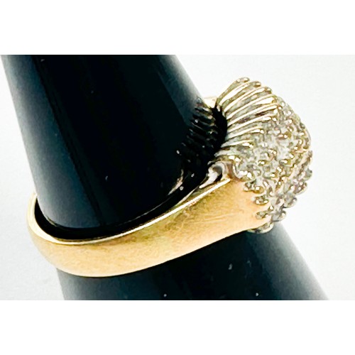 162 - An 18ct yellow gold dress ring, set with 5 x rows of small diamonds, estimated total diamond weight ... 