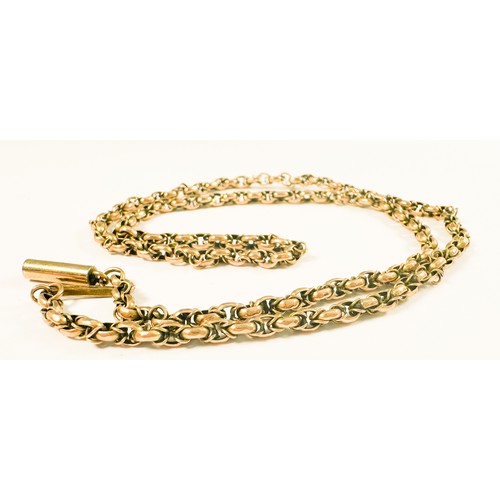 208 - A 9ct gold double belcher link chain, with cylinder and slide fastening, weighs 9.0 grams.