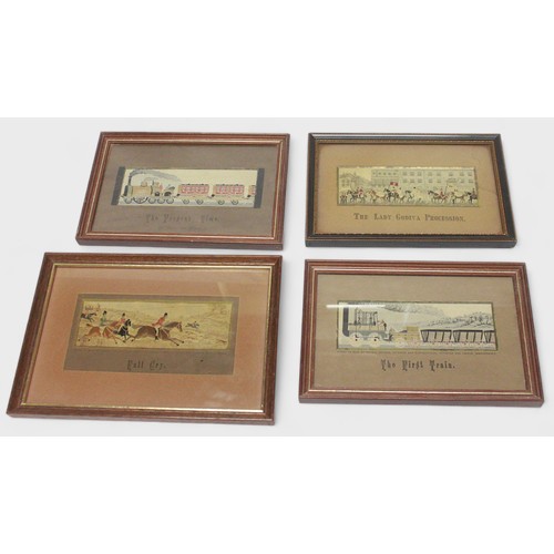 435 - A collection of five framed Victorian Stevengraph woven silk pictures by Thomas Stevens, comprising ... 