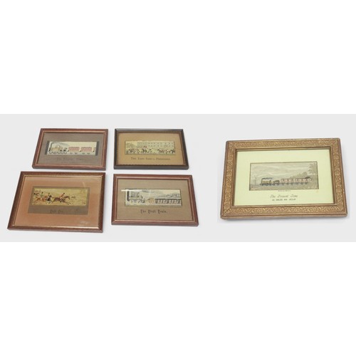 435 - A collection of five framed Victorian Stevengraph woven silk pictures by Thomas Stevens, comprising ... 