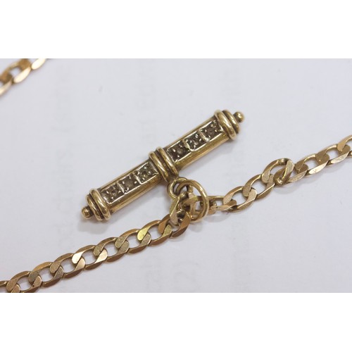 178 - A 9ct gold curb link chain, with 9ct gold pendant set with 6 small stones and another 9ct gold penda... 