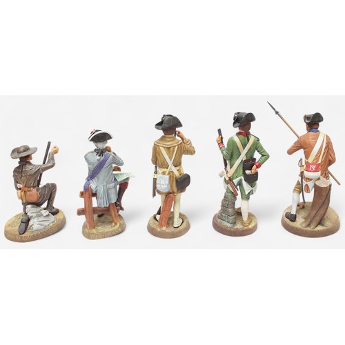 39 - Nine Royal Doulton unglazed porcelain figures, ‘Soldiers of The Revolution’ series, all limited edit... 