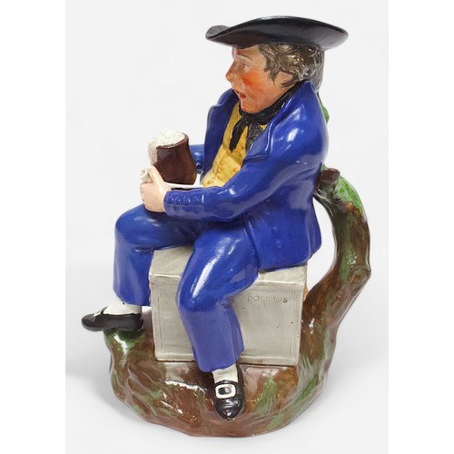 37 - A 19th Century unmarked and heavily potted Staffordshire Pearlware toby jug of an ‘American Sailor,’... 