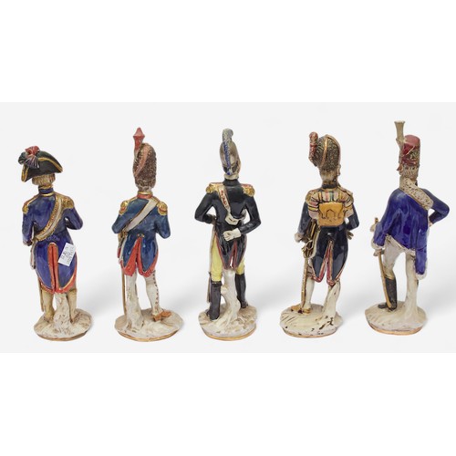 40 - Twelve Italian Porcelain figures of French and European Military figures, each inscribed to the base... 