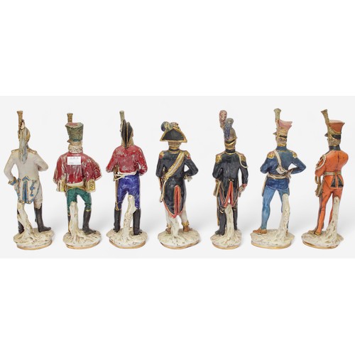 40 - Twelve Italian Porcelain figures of French and European Military figures, each inscribed to the base... 