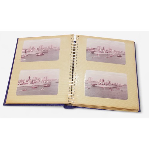 54 - A photo album containing seventy-six various monochrome and colour topographical photographs relatin... 