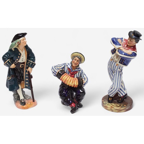 44 - Three Royal Doulton figures, ‘The Hornpipe’, HN2161, 24cm high, ‘The Jolly Sailor’, HN2172, 17cm hig... 