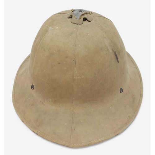 52 - A British WWII Air Raid Wardens Brodie helmet, with leather liner and khaki webbing chin strap, toge... 