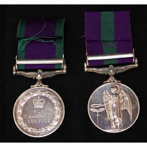 335 - A Queen's Own Highlanders GSM pair to '23510038 PTE. R.G. MUIR Q. O. HLDRS.' comprising 1918-1962 GS... 