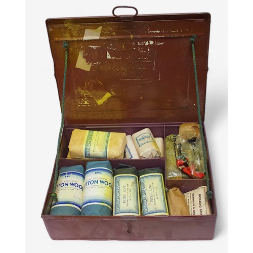 73 - A WWII Minimax A.R.P. First Aid tin and contents, together with two WWII British Royal Forces gas ma... 