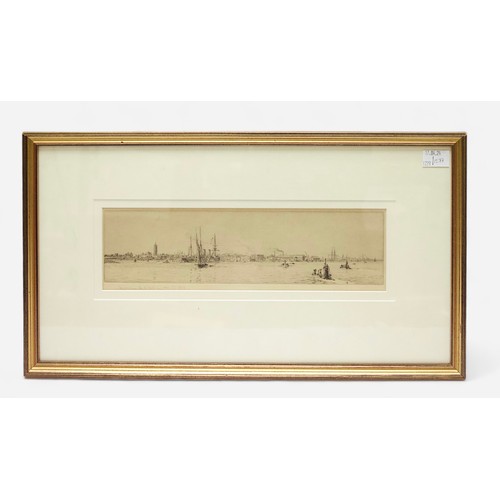 583 - William Lionel Wyllie, RA (British, 1851-1931) 'Early Submarines off Gosport’, signed in pencil to b... 