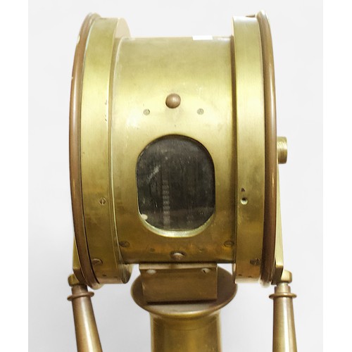 23 - A brass ships telegraph, the head with black dial to either side inscribed ‘N. V. Scheepswerf Bodewe... 