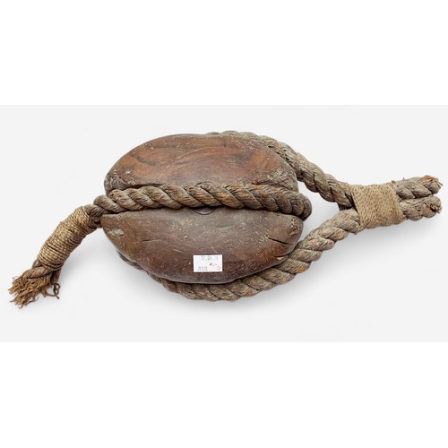 68 - (WITH CERTIFICATE) HMS Invincible 1744 Interest: A wooden rigging pully block recovered from the wre... 