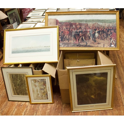 584 - Portsmouth/Gosport/ IOW/ Maritime / Royal Navy Interest.  Approximately 102 framed prints, many orig... 